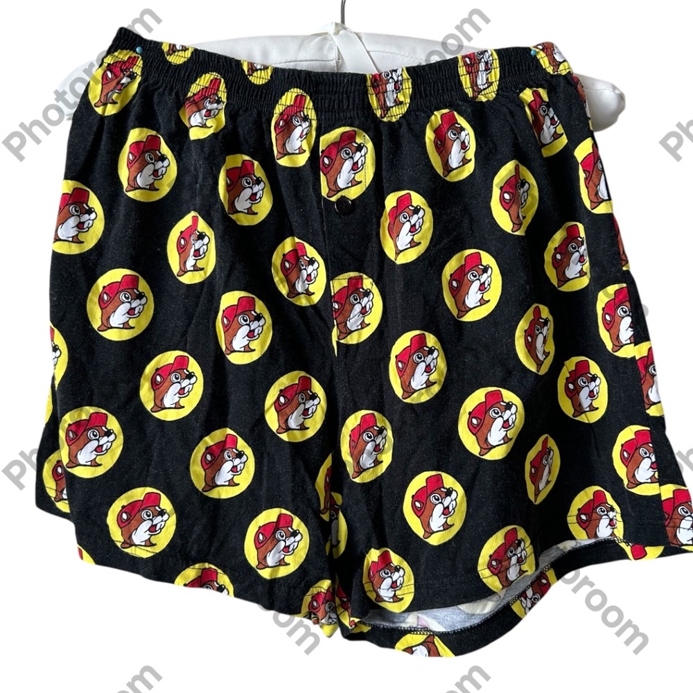 Shorts Boxer Style Bucee's Logo all over Black Red Yellow by Bucee's Child Large